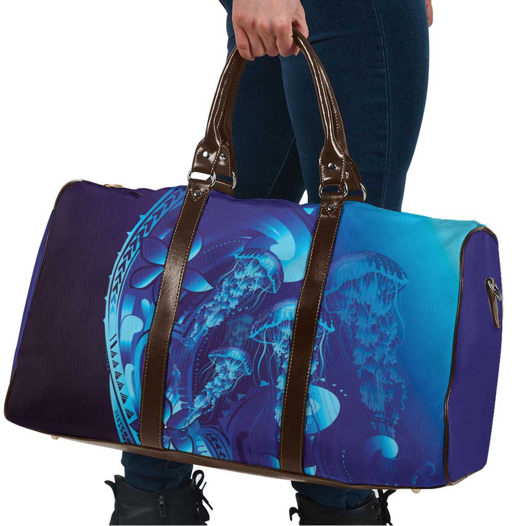 Purple Paradise Polynesia Jellyfish Travel Bag Plumeria Polynesian Tattoo Glowing Vibes LT14 - Polynesian Pride