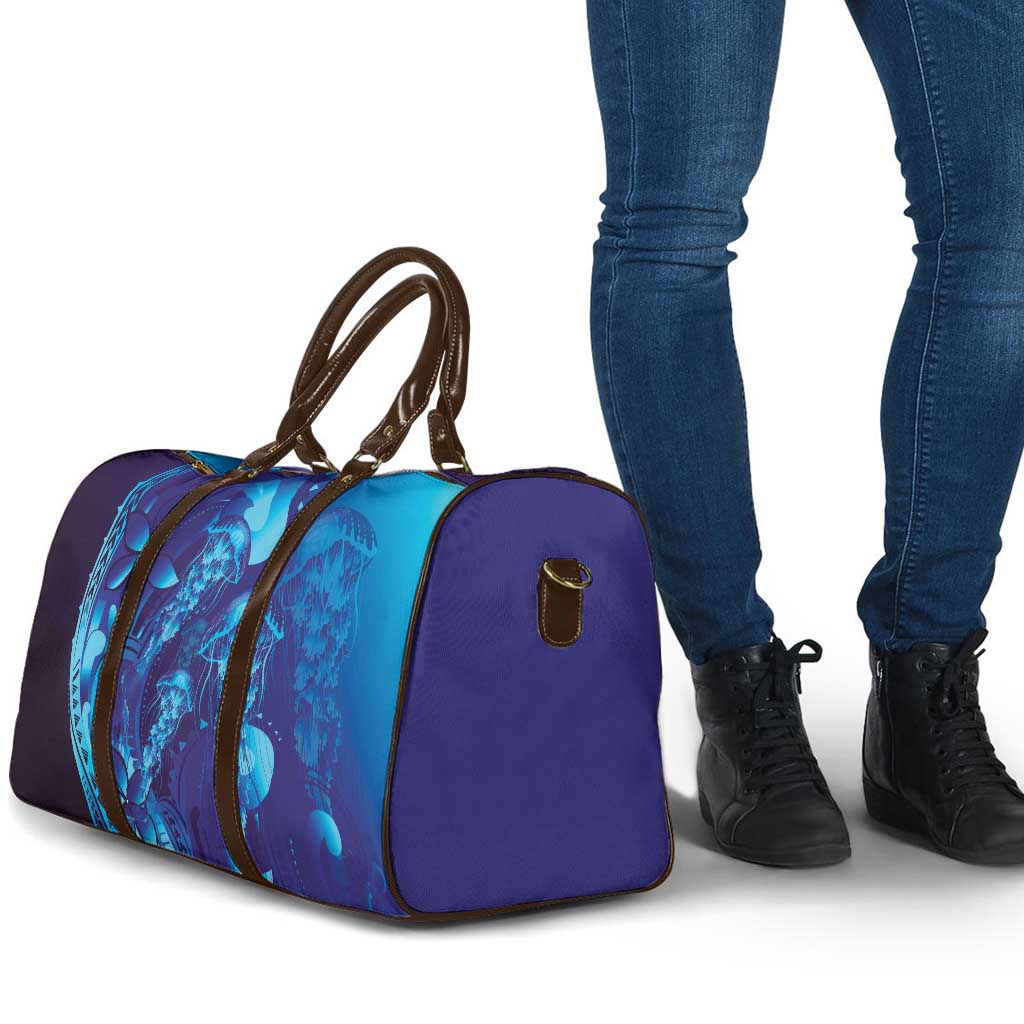 Purple Paradise Polynesia Jellyfish Travel Bag Plumeria Polynesian Tattoo Glowing Vibes LT14 - Polynesian Pride