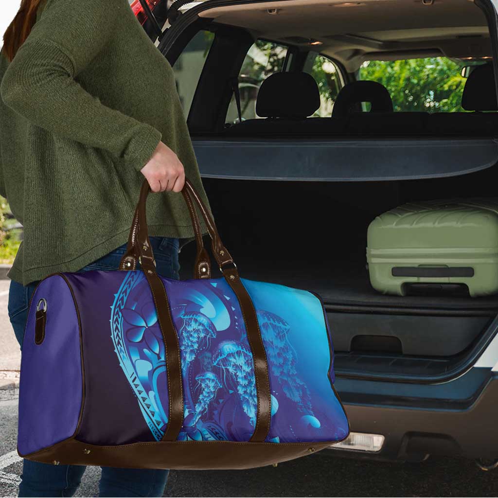 Purple Paradise Polynesia Jellyfish Travel Bag Plumeria Polynesian Tattoo Glowing Vibes LT14 - Polynesian Pride