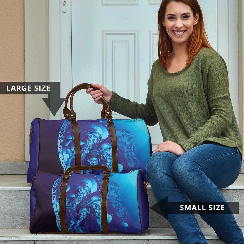 Purple Paradise Polynesia Jellyfish Travel Bag Plumeria Polynesian Tattoo Glowing Vibes LT14 - Polynesian Pride