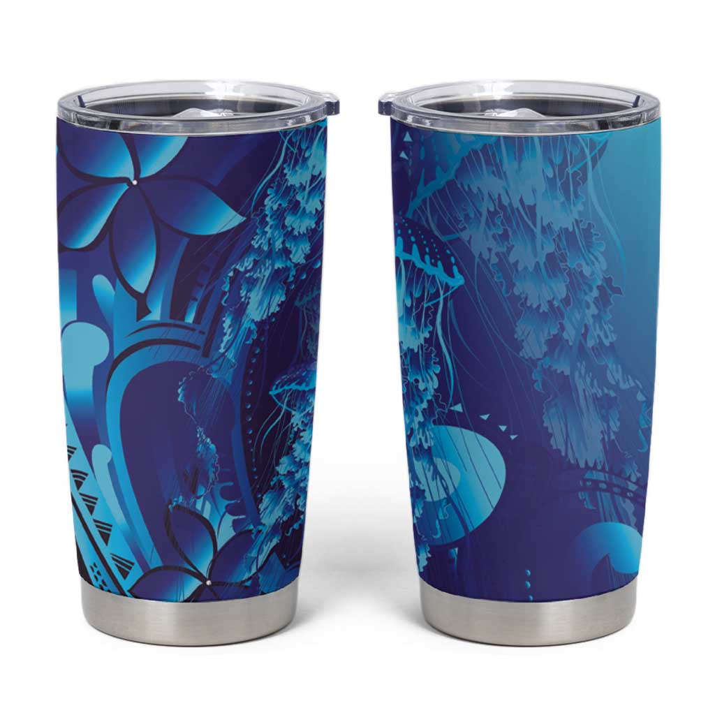 Purple Paradise Polynesia Jellyfish Tumbler Cup Plumeria Polynesian Tattoo Glowing Vibes LT14 Purple - Polynesian Pride
