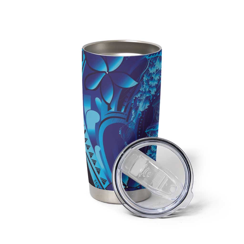 Purple Paradise Polynesia Jellyfish Tumbler Cup Plumeria Polynesian Tattoo Glowing Vibes LT14 - Polynesian Pride