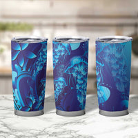 Purple Paradise Polynesia Jellyfish Tumbler Cup Plumeria Polynesian Tattoo Glowing Vibes LT14 - Polynesian Pride