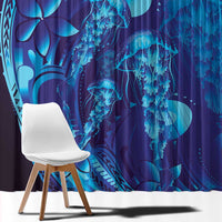 Purple Paradise Polynesia Jellyfish Window Curtain Plumeria Polynesian Tattoo Glowing Vibes LT14 - Polynesian Pride