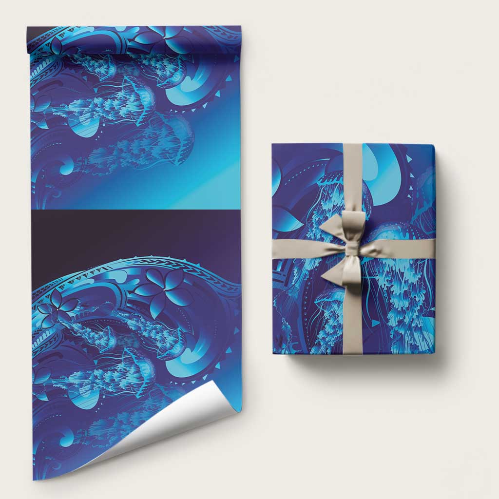 Purple Paradise Polynesia Jellyfish Wrapping Paper Plumeria Polynesian Tattoo Glowing Vibes LT14 58" × 23" Purple - Polynesian Pride