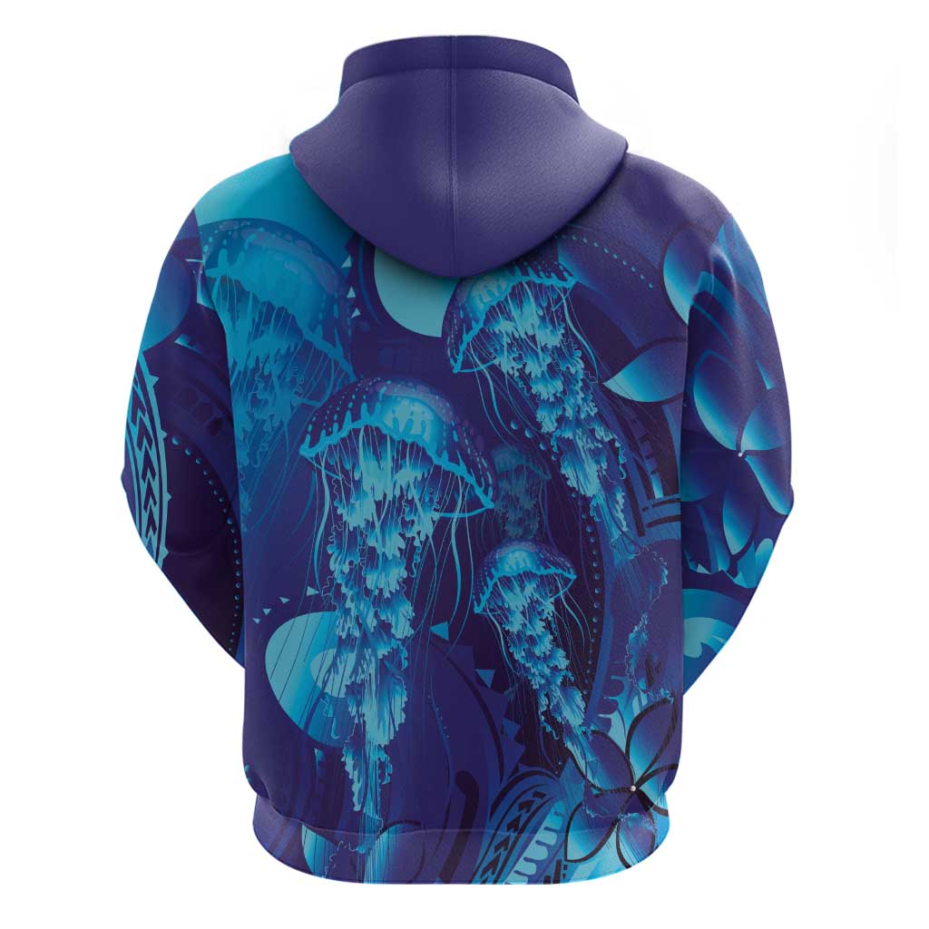 Purple Paradise Polynesia Jellyfish Zip Hoodie Plumeria Polynesian Tattoo Glowing Vibes LT14 - Polynesian Pride