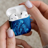 Blue Gradient Polynesia Jellyfish AirPods Case Plumeria Polynesian Tattoo Glowing Vibes LT14 - Polynesian Pride