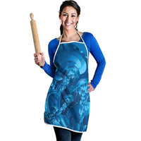 Blue Gradient Polynesia Jellyfish Apron Plumeria Polynesian Tattoo Glowing Vibes LT14 - Polynesian Pride