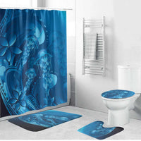 Blue Gradient Polynesia Jellyfish Bathroom Set Plumeria Polynesian Tattoo Glowing Vibes LT14 Bathroom Set (4 pcs) Blue - Polynesian Pride