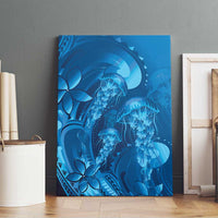 Blue Gradient Polynesia Jellyfish Canvas Wall Art Plumeria Polynesian Tattoo Glowing Vibes LT14 - Polynesian Pride