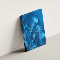 Blue Gradient Polynesia Jellyfish Canvas Wall Art Plumeria Polynesian Tattoo Glowing Vibes LT14 - Polynesian Pride