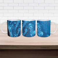 Blue Gradient Polynesia Jellyfish Ceramic Mug Plumeria Polynesian Tattoo Glowing Vibes LT14 - Polynesian Pride
