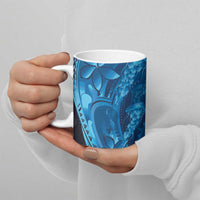 Blue Gradient Polynesia Jellyfish Ceramic Mug Plumeria Polynesian Tattoo Glowing Vibes LT14 - Polynesian Pride