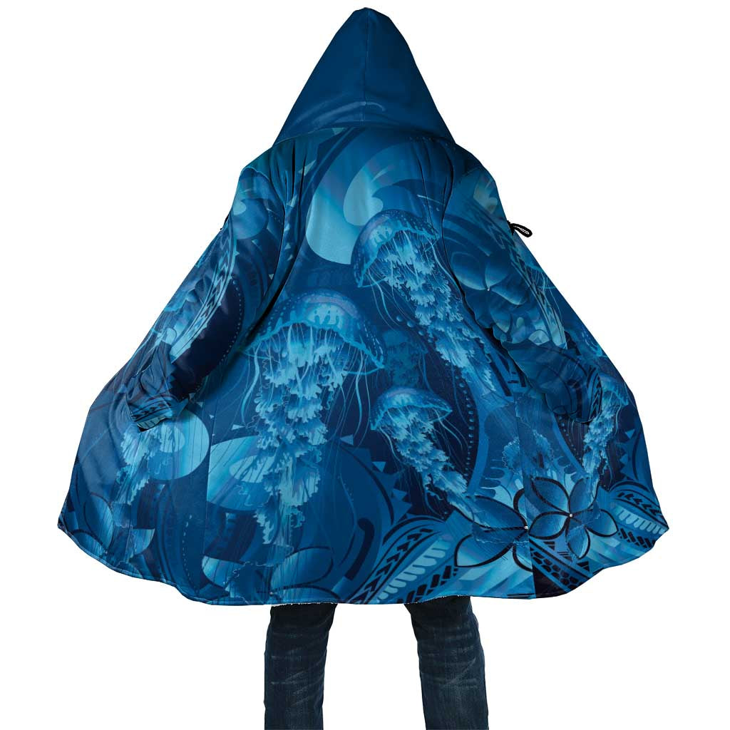 Blue Gradient Polynesia Jellyfish Cloak Plumeria Polynesian Tattoo Glowing Vibes LT14 Unisex Blue - Polynesian Pride