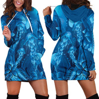 Blue Gradient Polynesia Jellyfish Hoodie Dress Plumeria Polynesian Tattoo Glowing Vibes LT14 - Polynesian Pride
