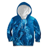 Blue Gradient Polynesia Jellyfish Kid Hoodie Plumeria Polynesian Tattoo Glowing Vibes LT14 Hoodie Blue - Polynesian Pride