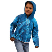 Blue Gradient Polynesia Jellyfish Kid Hoodie Plumeria Polynesian Tattoo Glowing Vibes LT14 - Polynesian Pride