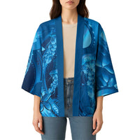 Blue Gradient Polynesia Jellyfish Kimono Plumeria Polynesian Tattoo Glowing Vibes LT14 - Polynesian Pride