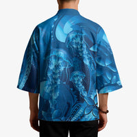Blue Gradient Polynesia Jellyfish Kimono Plumeria Polynesian Tattoo Glowing Vibes LT14 - Polynesian Pride