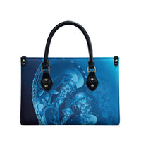 Blue Gradient Polynesia Jellyfish Leather Bag Plumeria Polynesian Tattoo Glowing Vibes LT14 - Polynesian Pride
