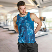 Blue Gradient Polynesia Jellyfish Men Tank Top Plumeria Polynesian Tattoo Glowing Vibes LT14 Blue - Polynesian Pride