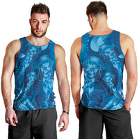 Blue Gradient Polynesia Jellyfish Men Tank Top Plumeria Polynesian Tattoo Glowing Vibes LT14 - Polynesian Pride