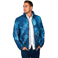 Blue Gradient Polynesia Jellyfish Padded Jacket Plumeria Polynesian Tattoo Glowing Vibes