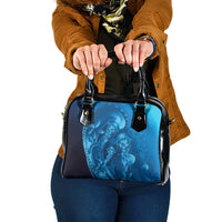 Blue Gradient Polynesia Jellyfish Shoulder Handbag Plumeria Polynesian Tattoo Glowing Vibes LT14 One Size Blue - Polynesian Pride