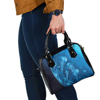 Blue Gradient Polynesia Jellyfish Shoulder Handbag Plumeria Polynesian Tattoo Glowing Vibes LT14 - Polynesian Pride