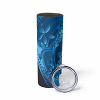 Blue Gradient Polynesia Jellyfish Skinny Tumbler Plumeria Polynesian Tattoo Glowing Vibes LT14 - Polynesian Pride