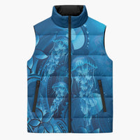 Blue Gradient Polynesia Jellyfish Sleeveless Puffer Jacket Plumeria Polynesian Tattoo Glowing Vibes LT14 Unisex Blue - Polynesian Pride