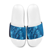 Blue Gradient Polynesia Jellyfish Slide Sandals Plumeria Polynesian Tattoo Glowing Vibes LT14 Blue - Polynesian Pride