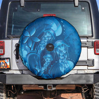 Blue Gradient Polynesia Jellyfish Spare Tire Cover Plumeria Polynesian Tattoo Glowing Vibes LT14 Blue - Polynesian Pride