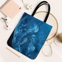 Blue Gradient Polynesia Jellyfish Tote Bag Plumeria Polynesian Tattoo Glowing Vibes LT14 Black Strap One Size Blue - Polynesian Pride