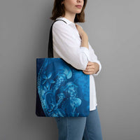 Blue Gradient Polynesia Jellyfish Tote Bag Plumeria Polynesian Tattoo Glowing Vibes LT14 - Polynesian Pride