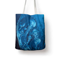 Blue Gradient Polynesia Jellyfish Tote Bag Plumeria Polynesian Tattoo Glowing Vibes LT14 - Polynesian Pride