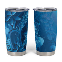 Blue Gradient Polynesia Jellyfish Tumbler Cup Plumeria Polynesian Tattoo Glowing Vibes LT14 Blue - Polynesian Pride