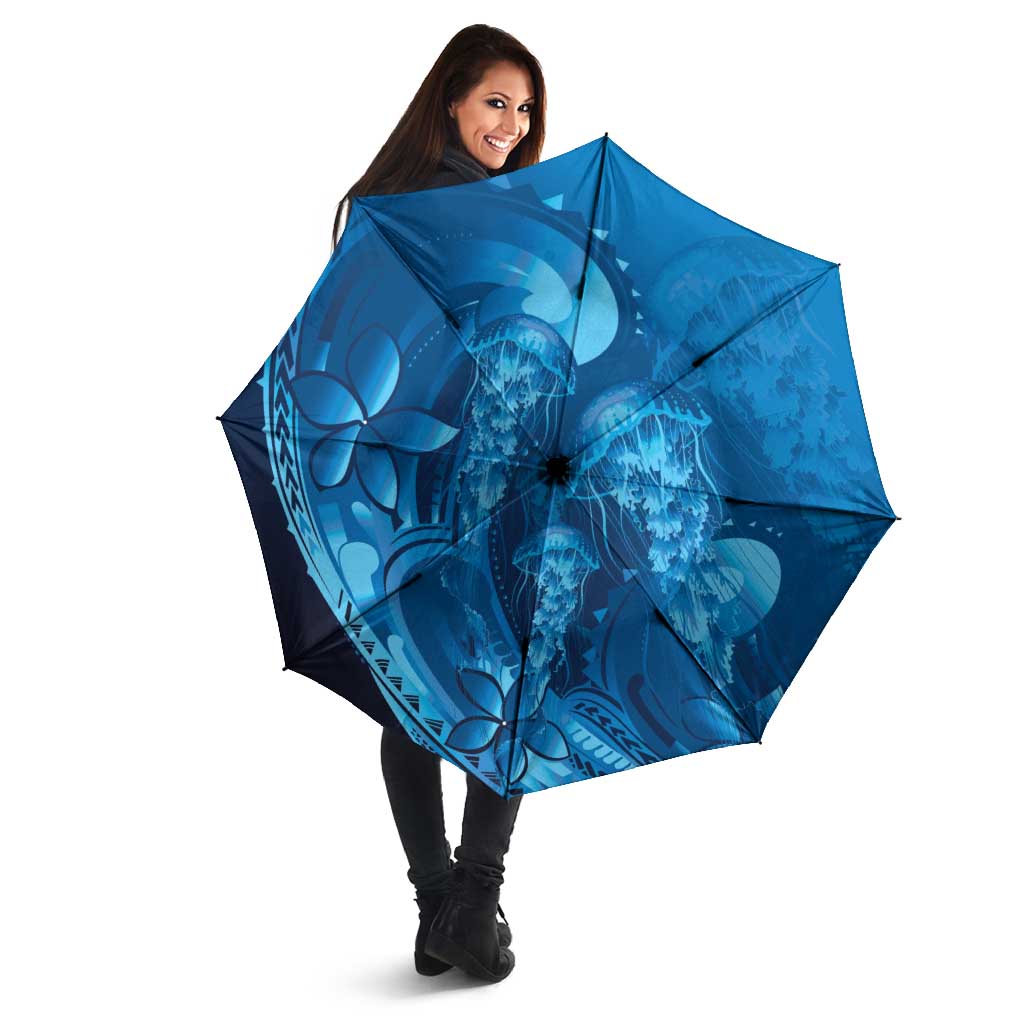 Blue Gradient Polynesia Jellyfish Umbrella Plumeria Polynesian Tattoo Glowing Vibes LT14 - Polynesian Pride