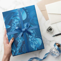 Blue Gradient Polynesia Jellyfish Wrapping Paper Plumeria Polynesian Tattoo Glowing Vibes LT14 - Polynesian Pride