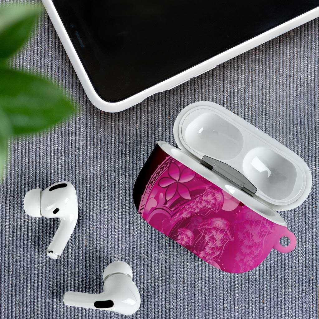 Pink Gradient Polynesia Jellyfish AirPods Case Plumeria Polynesian Tattoo Glowing Vibes LT14 - Polynesian Pride
