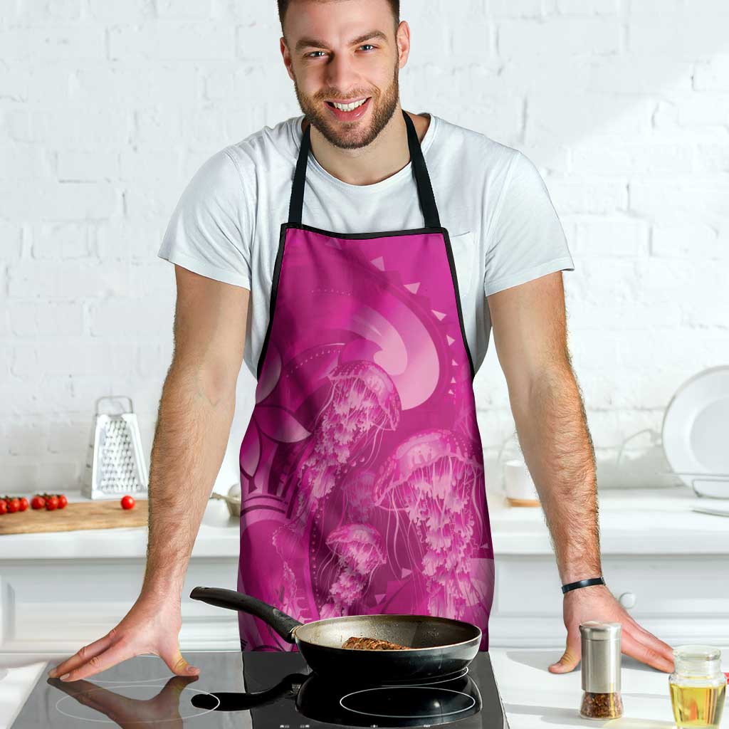 Pink Gradient Polynesia Jellyfish Apron Plumeria Polynesian Tattoo Glowing Vibes LT14 - Polynesian Pride