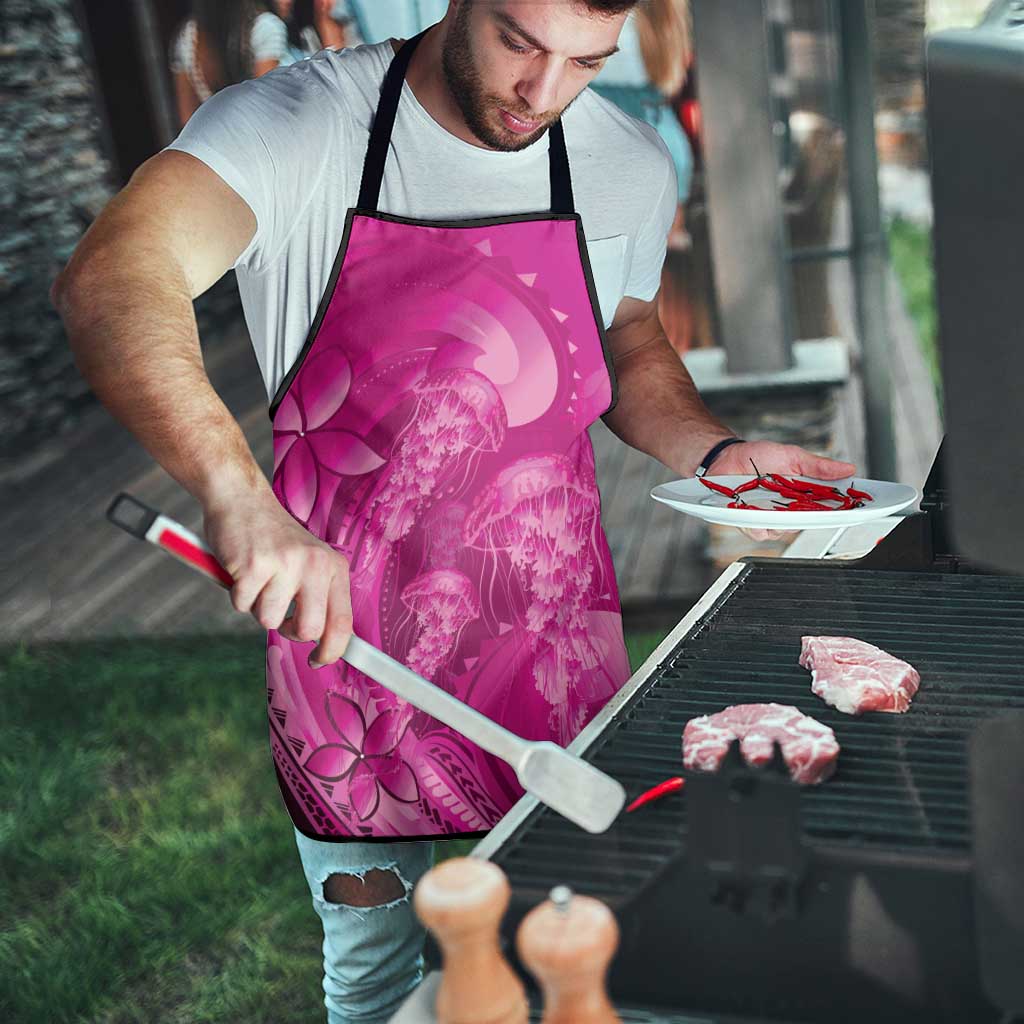 Pink Gradient Polynesia Jellyfish Apron Plumeria Polynesian Tattoo Glowing Vibes LT14 - Polynesian Pride
