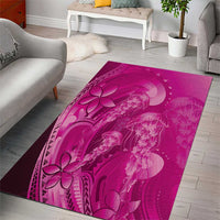 Pink Gradient Polynesia Jellyfish Area Rug Plumeria Polynesian Tattoo Glowing Vibes