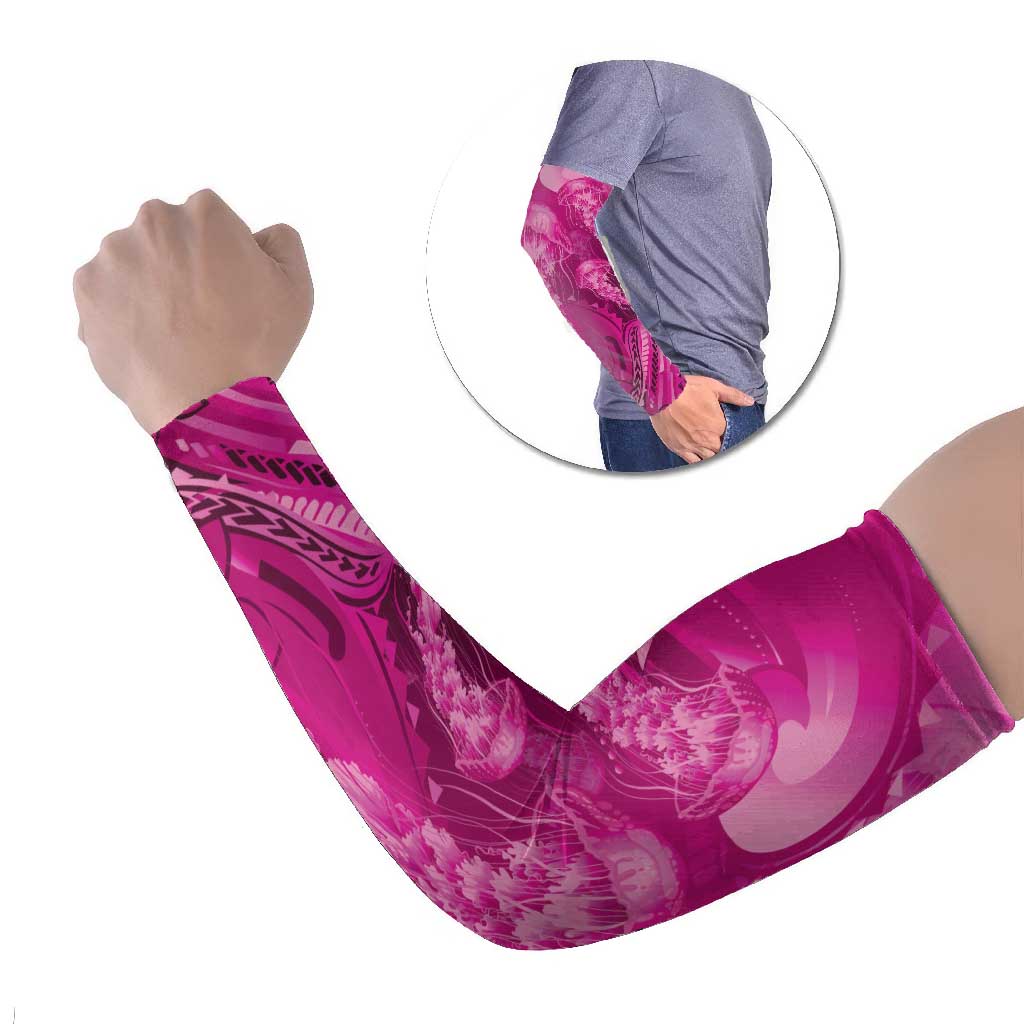 Pink Gradient Polynesia Jellyfish Arm Sleeves Plumeria Polynesian Tattoo Glowing Vibes LT14 Set of 2 Pink - Polynesian Pride