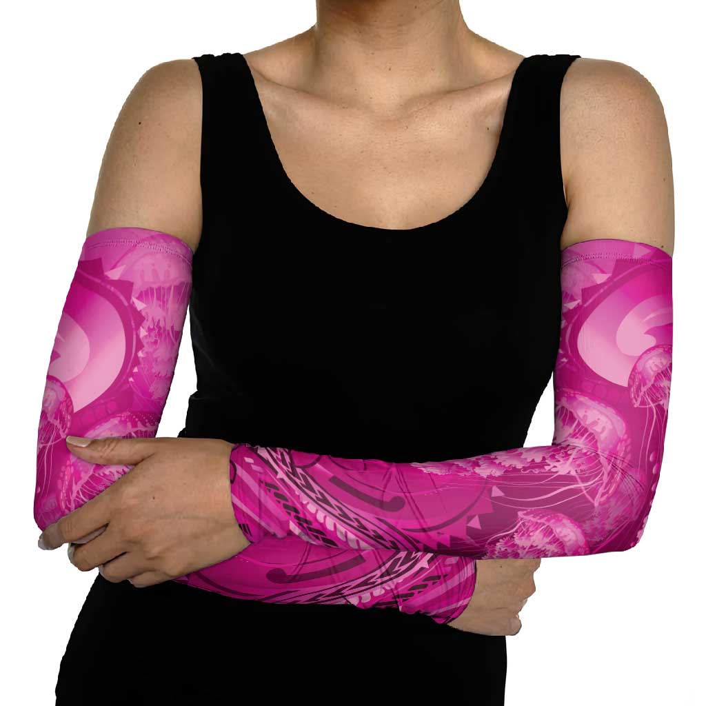 Pink Gradient Polynesia Jellyfish Arm Sleeves Plumeria Polynesian Tattoo Glowing Vibes LT14 - Polynesian Pride