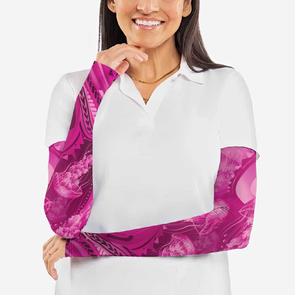 Pink Gradient Polynesia Jellyfish Arm Sleeves Plumeria Polynesian Tattoo Glowing Vibes LT14 - Polynesian Pride