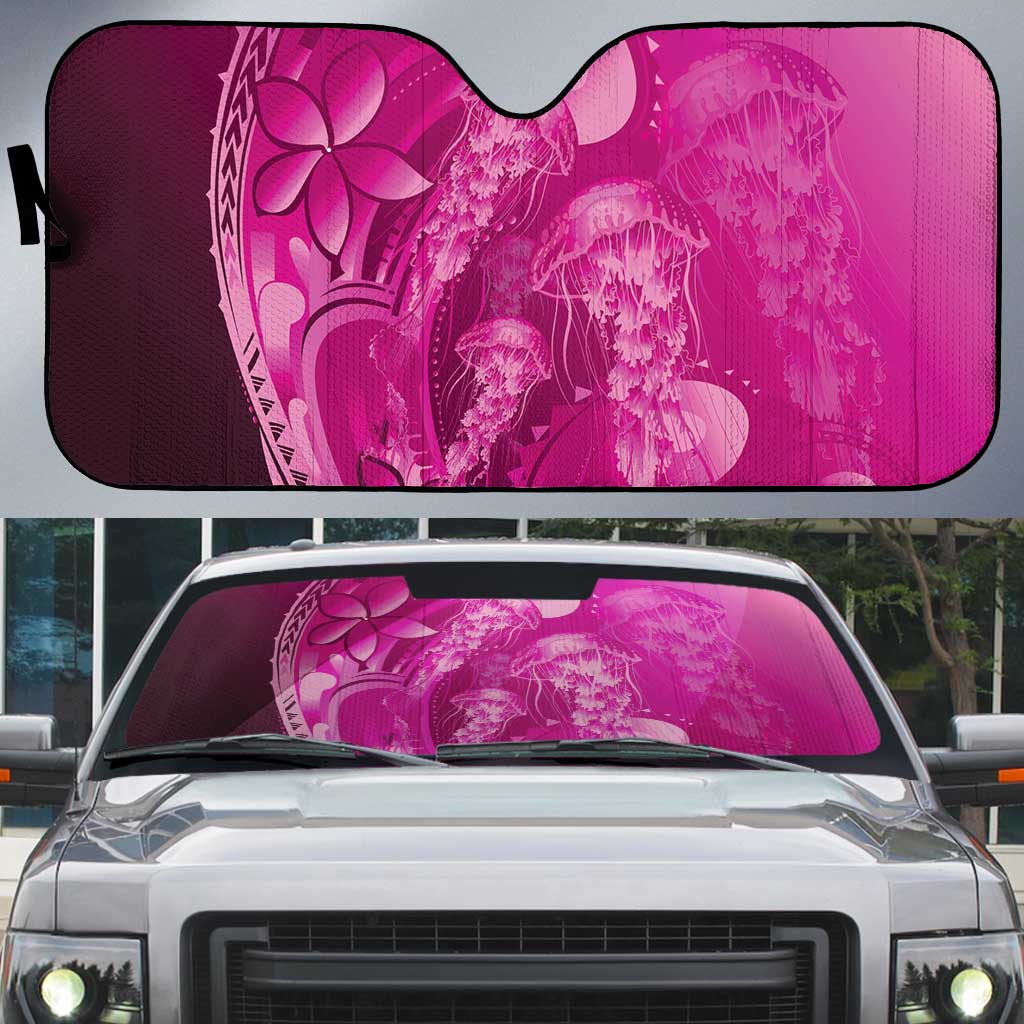 Pink Gradient Polynesia Jellyfish Auto Sun Shade Plumeria Polynesian Tattoo Glowing Vibes LT14 Pink - Polynesian Pride