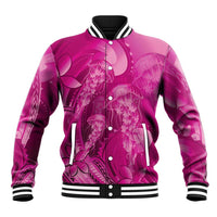 Pink Gradient Polynesia Jellyfish Baseball Jacket Plumeria Polynesian Tattoo Glowing Vibes LT14 Unisex Pink - Polynesian Pride