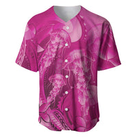 Pink Gradient Polynesia Jellyfish Baseball Jersey Plumeria Polynesian Tattoo Glowing Vibes LT14 Pink - Polynesian Pride