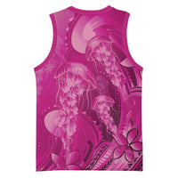 Pink Gradient Polynesia Jellyfish Basketball Jersey Plumeria Polynesian Tattoo Glowing Vibes LT14 - Polynesian Pride